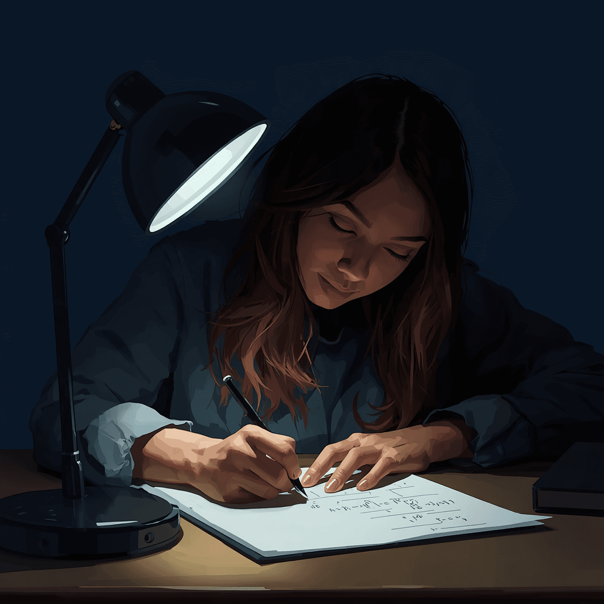 Student solving mathematics equations under lamp light for LET secondary major math reviewer Philippines 2026