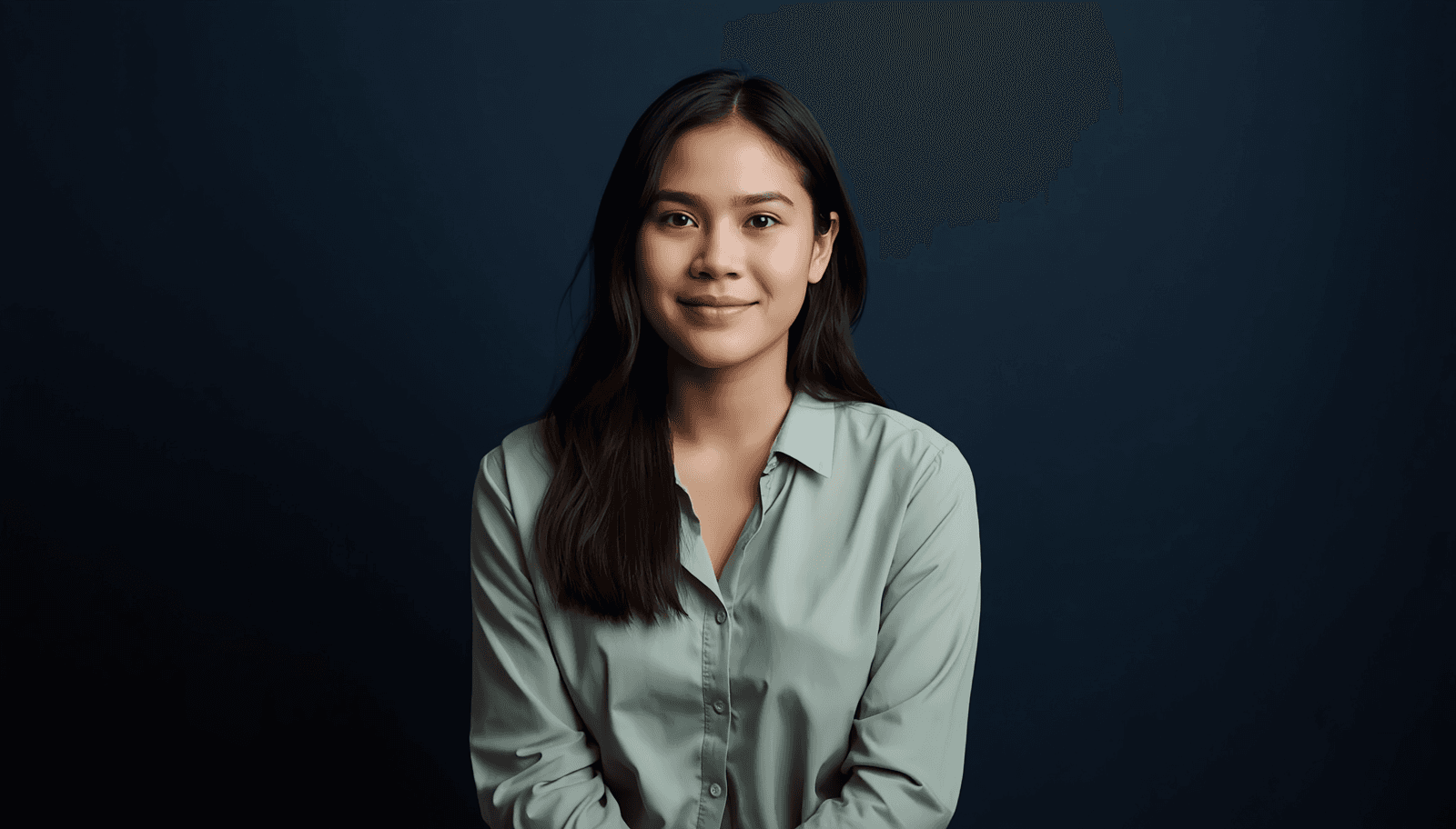 Young Filipino female student in sage green blouse calm and composed for PRC board exam anxiety guide Philippines 2026